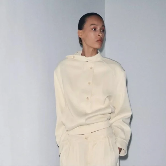 ZARA Ecru Button Up Light Jacket S NWT, lined - Picture 3 of 15